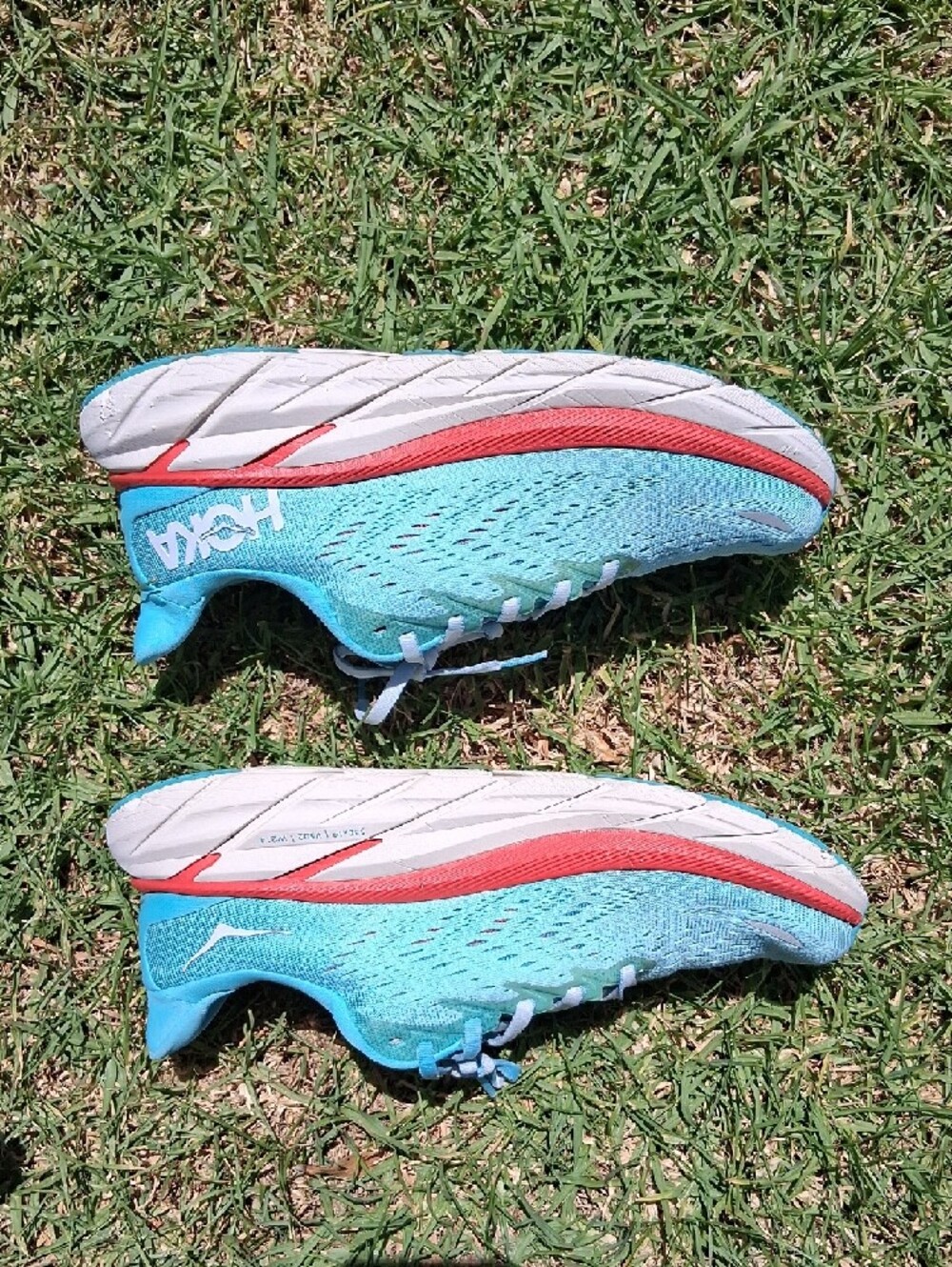 Hoka One One Women's Running Shoes - Aqua with Coral and White - Picture 9 of 13